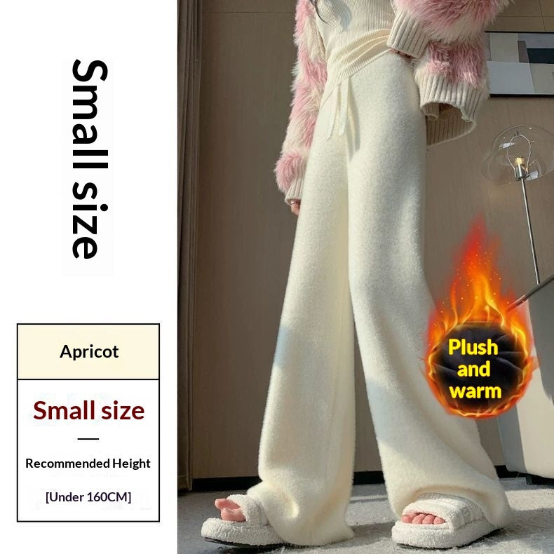 High-waisted Casual Pants Soft  Straight-leg Knitted Trousers