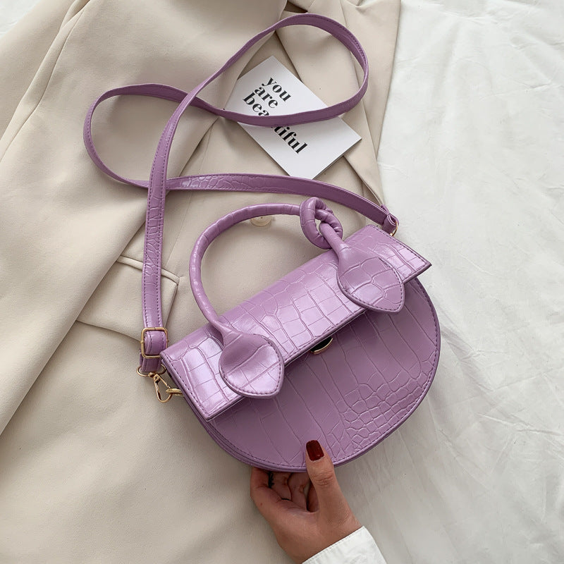 All-match texture one-shoulder portable saddle bag