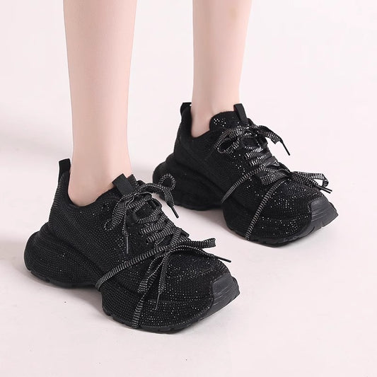 Platform Dad Shoes Women's New Breathable Rhinestone Full Diamond Strap