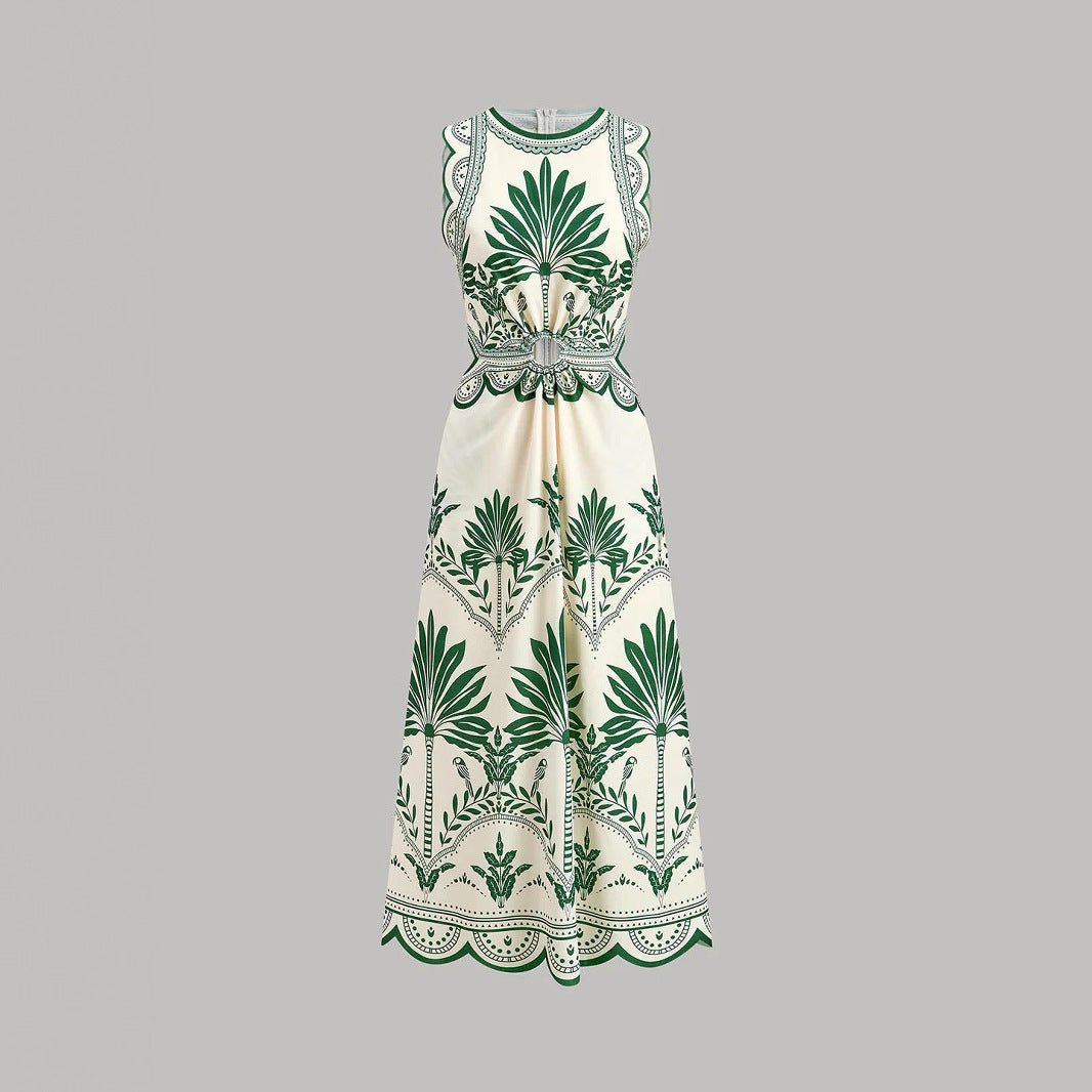 Womens Fashionable Printed Loose Beach Dress
