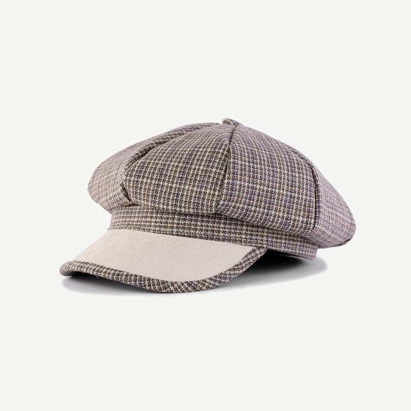 Fashion Octagonal Cap Female Thin Plaid