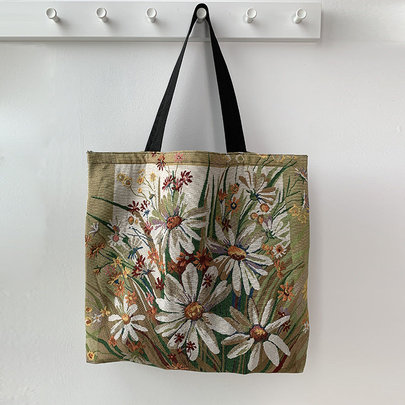 European Style Printed Canvas Large Capacity Handbag