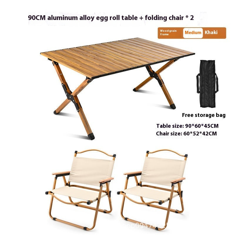 Aluminum Alloy Outdoor Foldable Egg Roll Table Portable Camping Picnic Chair
