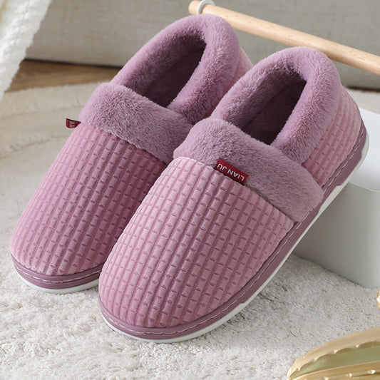 Large-size  Warm Thick-soled Flat-bottom Outer Wear Plus Fleece Cotton Shoes