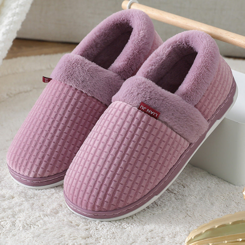 Large-size  Warm Thick-soled Flat-bottom Outer Wear Plus Fleece Cotton Shoes