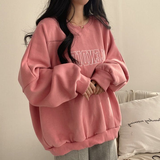 Fleeceforet Tyk Høj-ende Sweater Kvindelig Studerende Alsidig Lang
