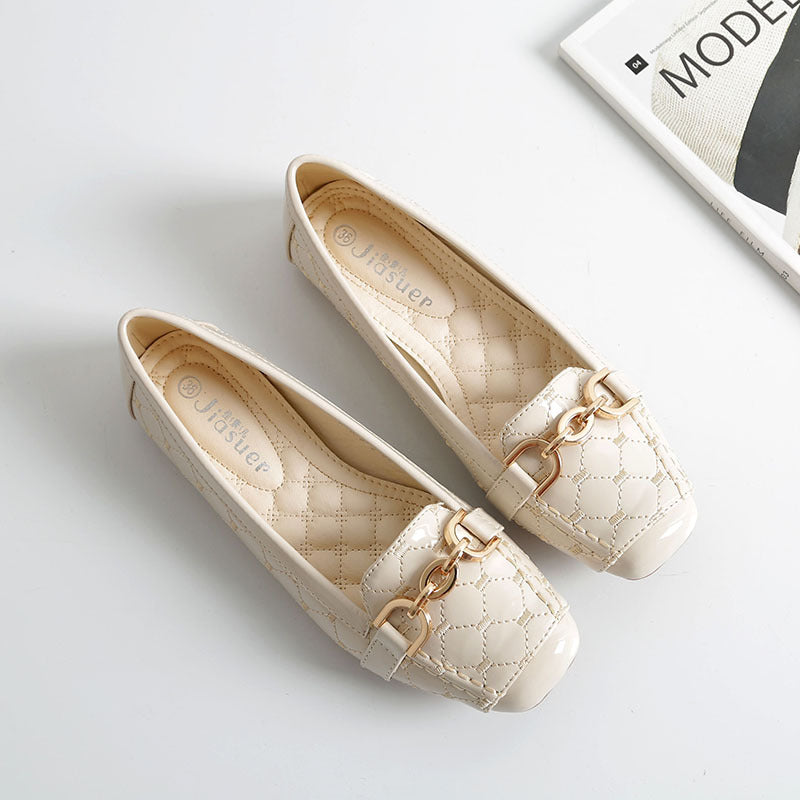 Soft bottom shoes series autumn Korean mother metal buckle shoes shoes size square shoes