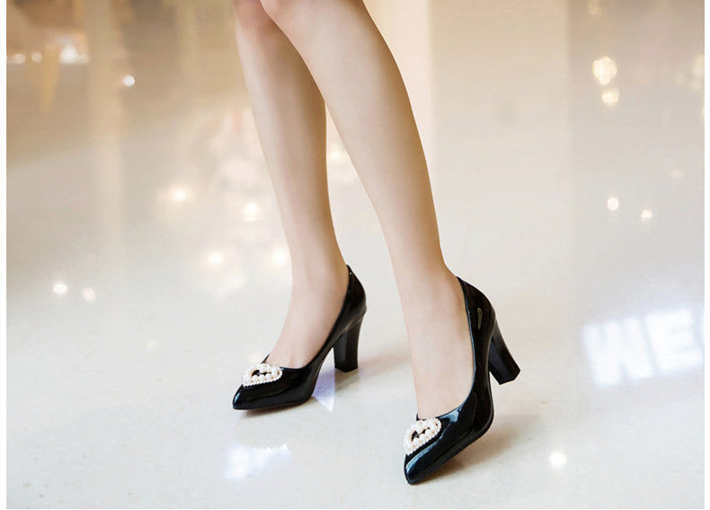 Heart-shaped pearl women's shoes