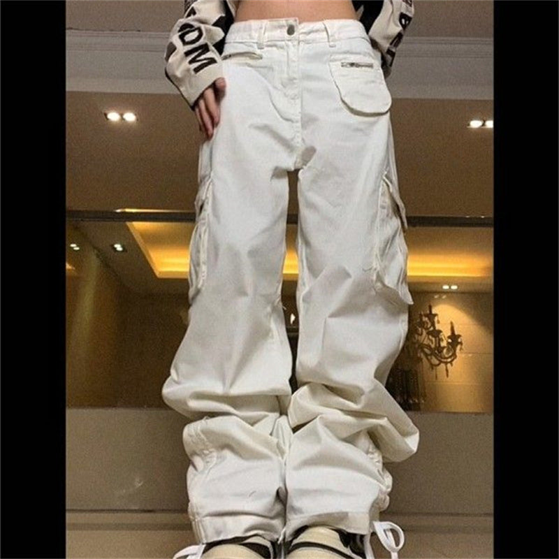 Women's Fashionable Multi-pocket Drawstringable Work Casual Trousers