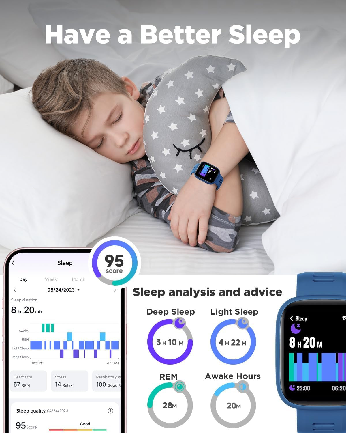 Smart Watch for Kids, 1.8" Fitness Tracker Watch Pedometer, Heart Rate, IP68 Waterproof, Sleep Monitor, Calorie Step Counter, 5 Puzzle Games With/Without APP for Girls Boys Teens 5-16
