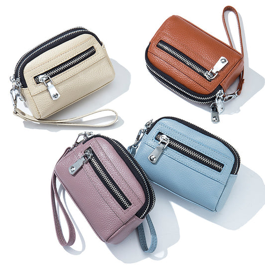 Large Capacity Double Zipper Multifunction Handbag Coin Bag Clutch