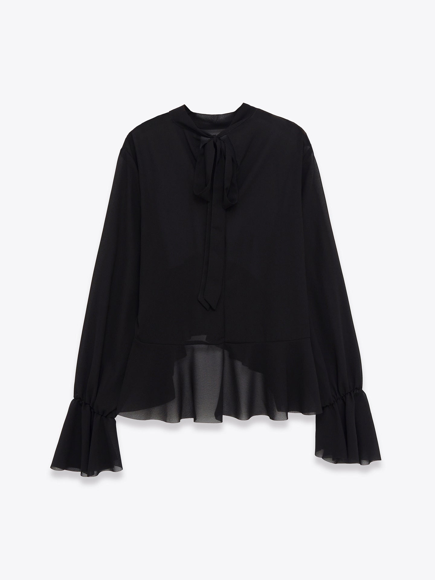 Elegant Chiffon Top With A Flowing Ruffled Hem