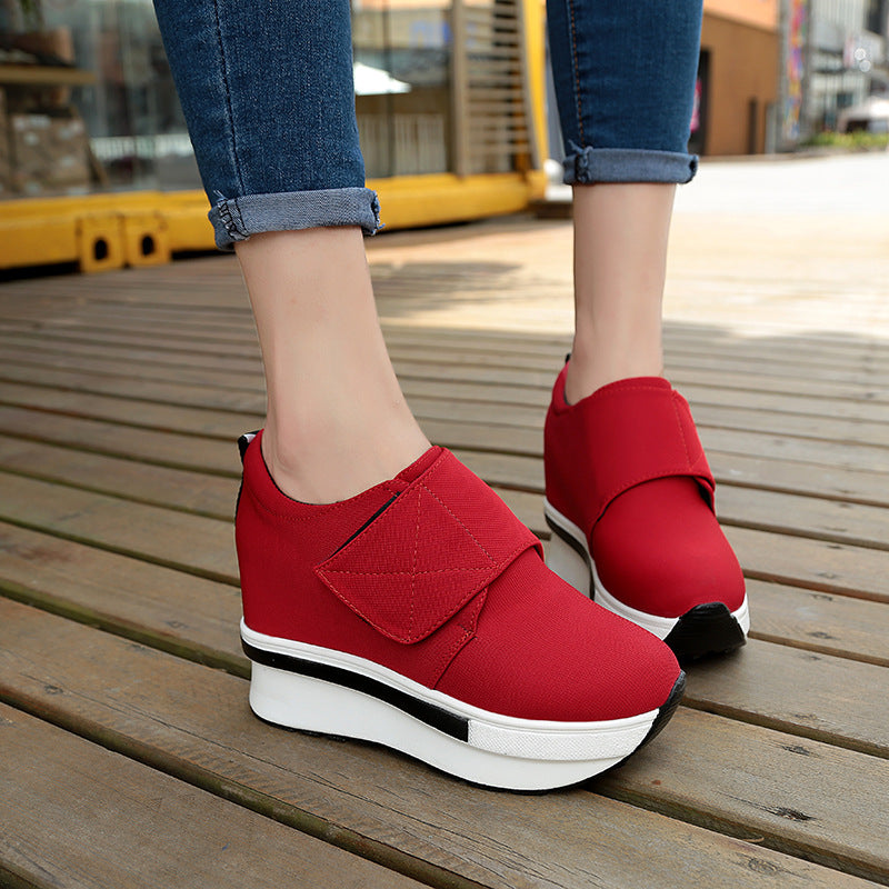 The autumn the new increase in women's shoe lace Korean thick soles muffin bottom student shoes casual shoes color