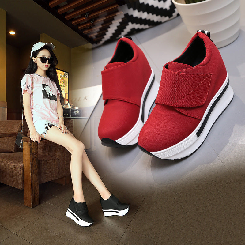 The autumn the new increase in women's shoe lace Korean thick soles muffin bottom student shoes casual shoes color