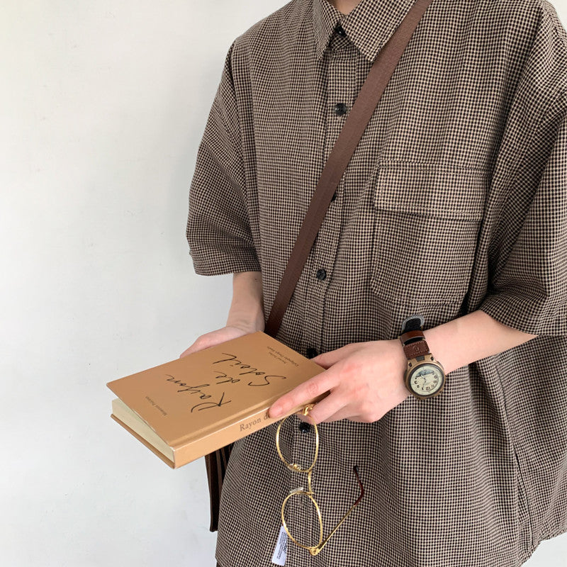 Men's And Women's Brown Loose Retro Work Shirts