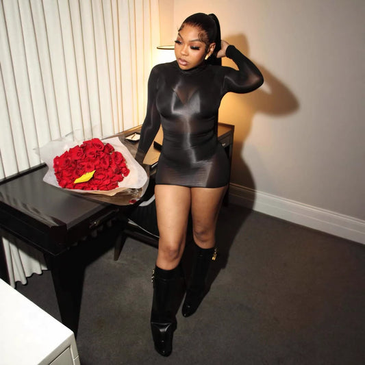 Ultrastretch Glossy Transparent Bodycon-kjole