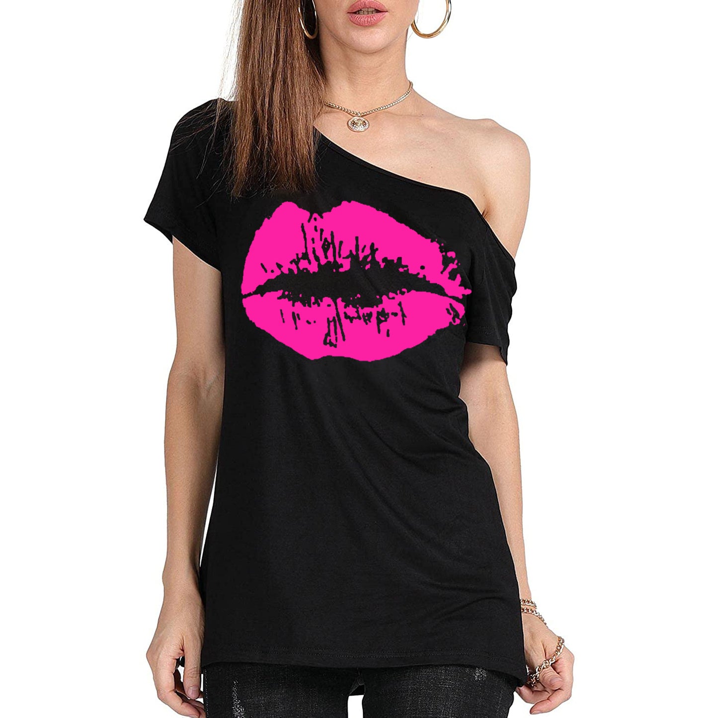 Women's Loose Shoulder Versatile Printed T-shirt