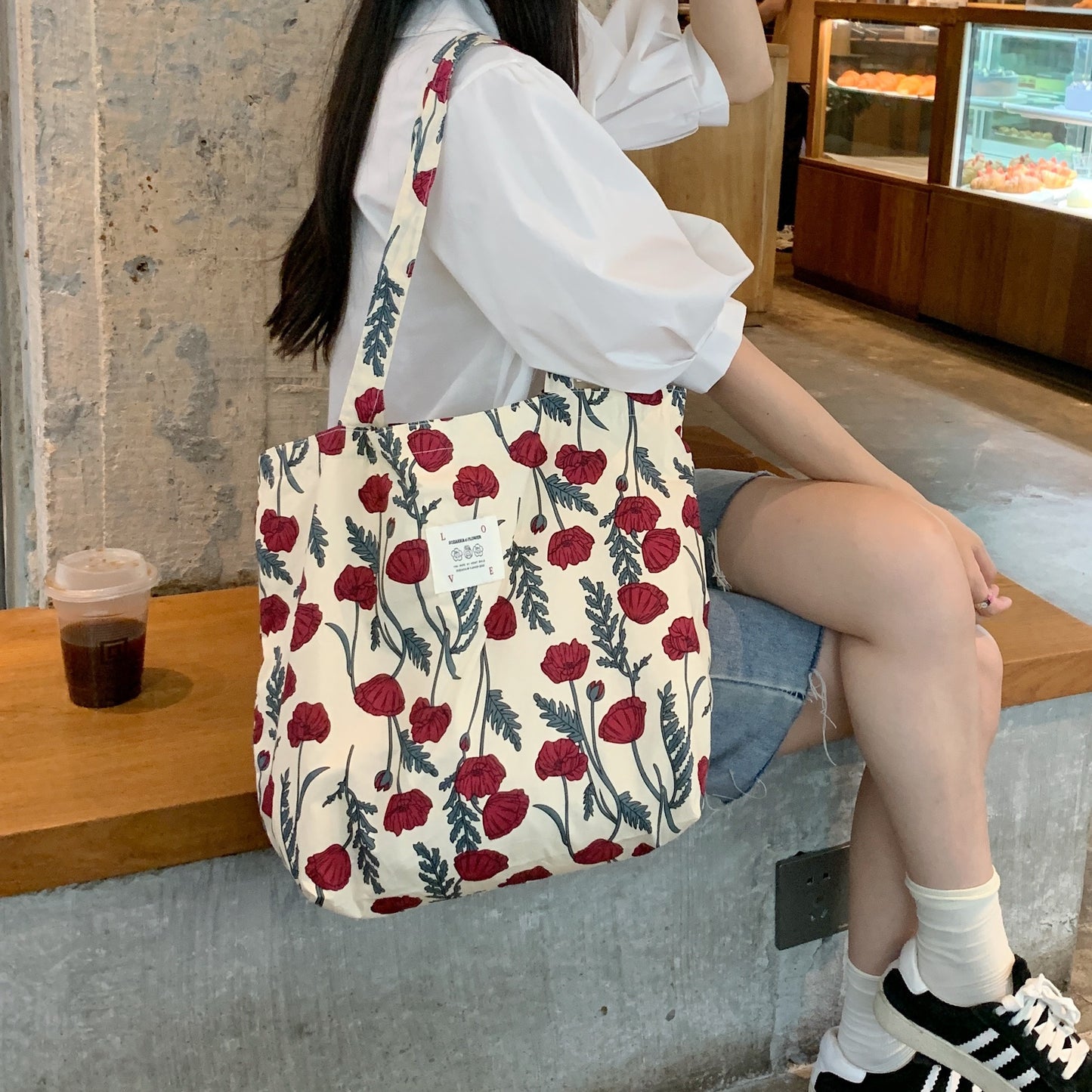 Tote Large Capacity Fashion Floral Canvas Shoulder Bag