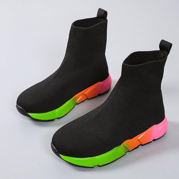 Iridescent Shoes Platform Black Ankle Boots For Women