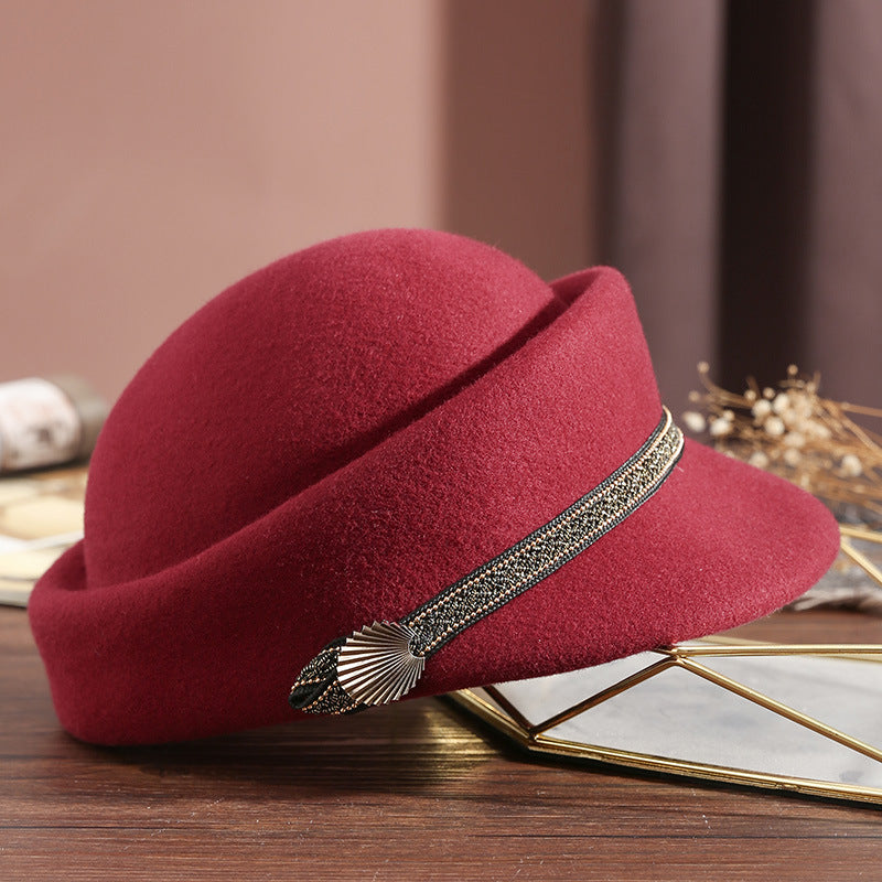 Woolen Flat-top Peaked Cap Army Leisure