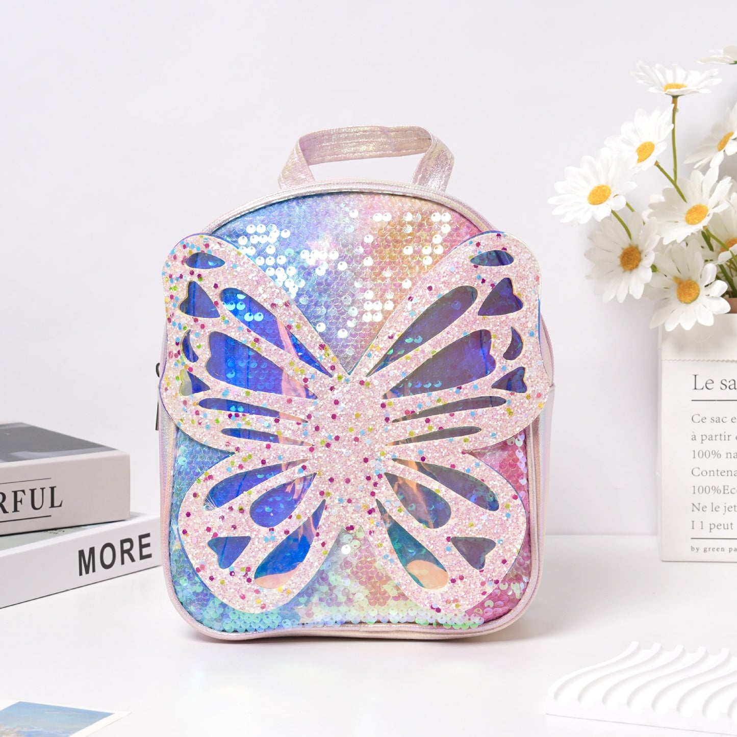 Sequined Children's Trendy Backpack Butterfly Wings Schoolbag