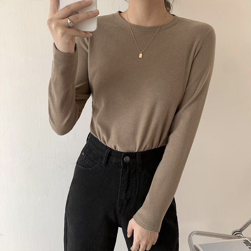 Double-sided Dralon Bottoming Shirt Women's Underwear Crew Neck Long-sleeved T-shirt
