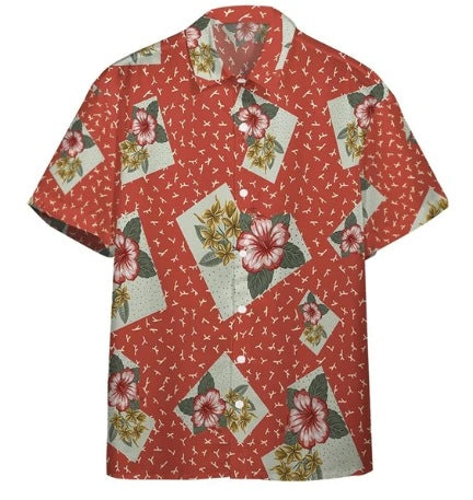 Fiber Men's Short-sleeved Shirt Stretch Printed Shirt