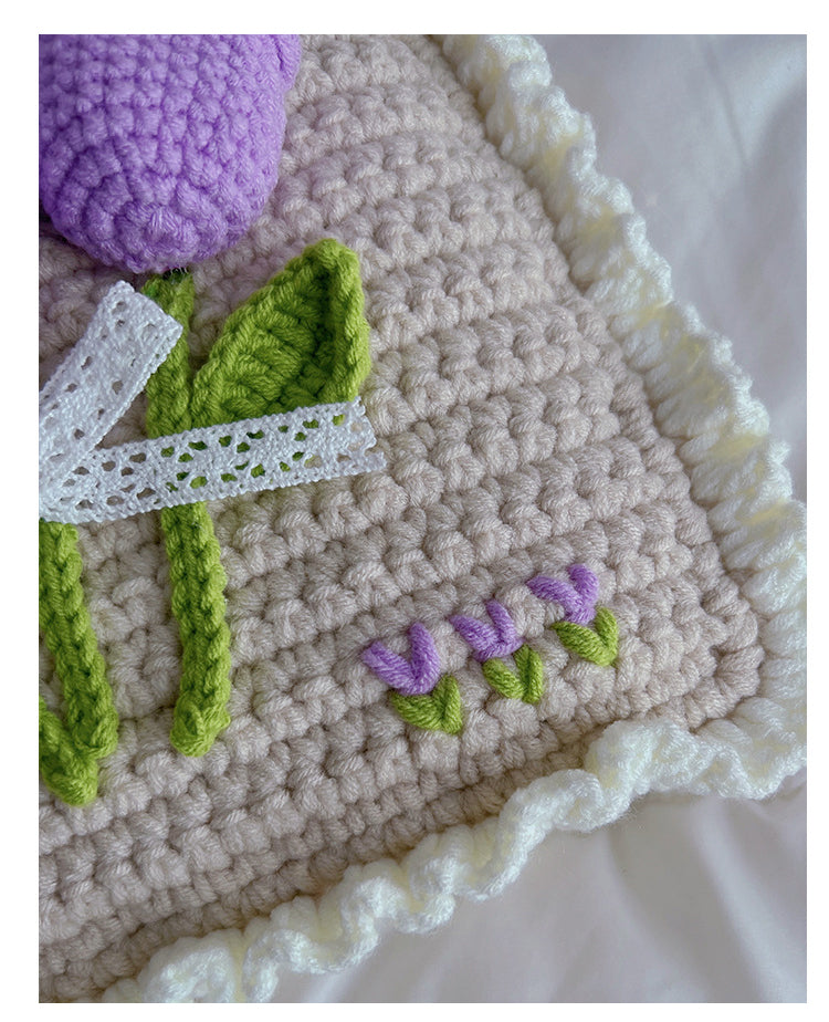 To Wish List Purple Tulip Wool Bag Hand Braided