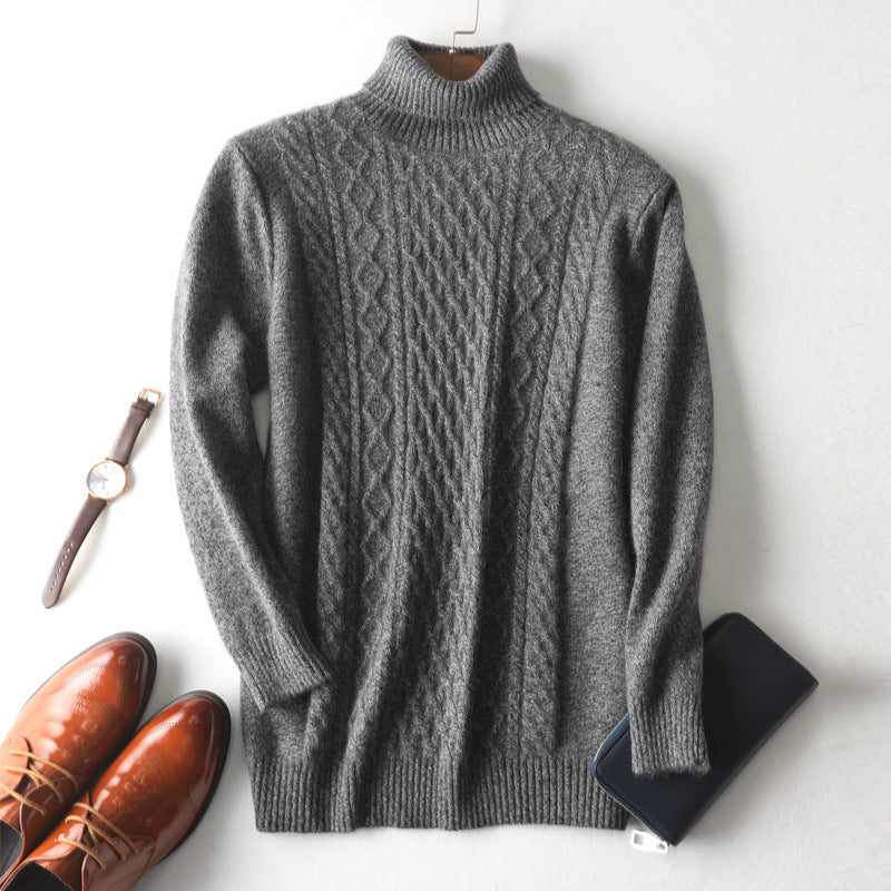 Winter High Collar Pure Cashmere Sweater Men's Casual