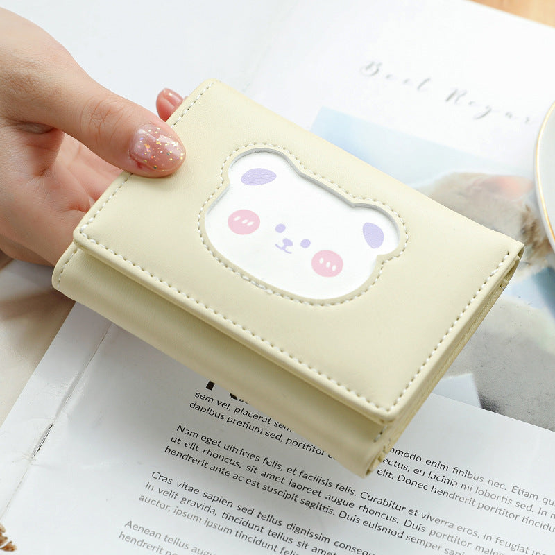 Women's Short Snap On Three Fold PU Card Bag