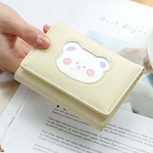 Women's Short Snap On Three Fold PU Card Bag