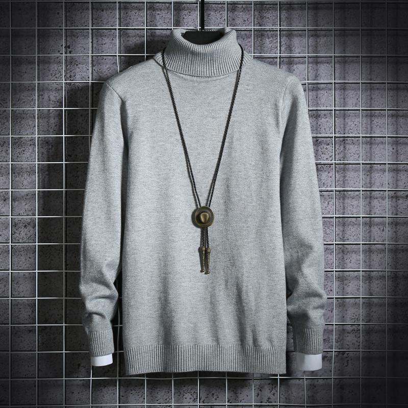 Turtleneck Sweater Men's Simple Solid Color Men's Large Size Pullover