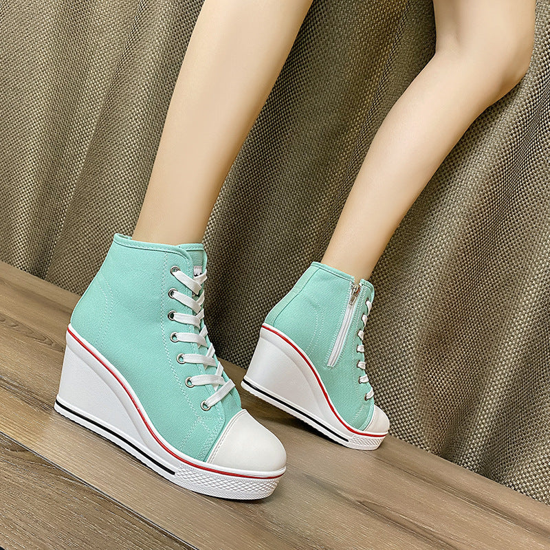 High-top Canvas  Women's Slope With 8 Cm Heightened Casual Shoes