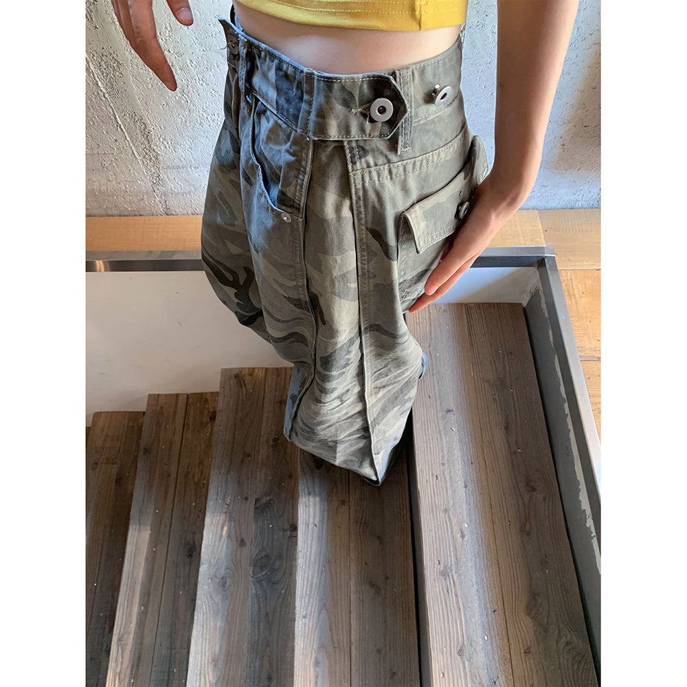 Womens American-style Personalized Camouflage Jeans