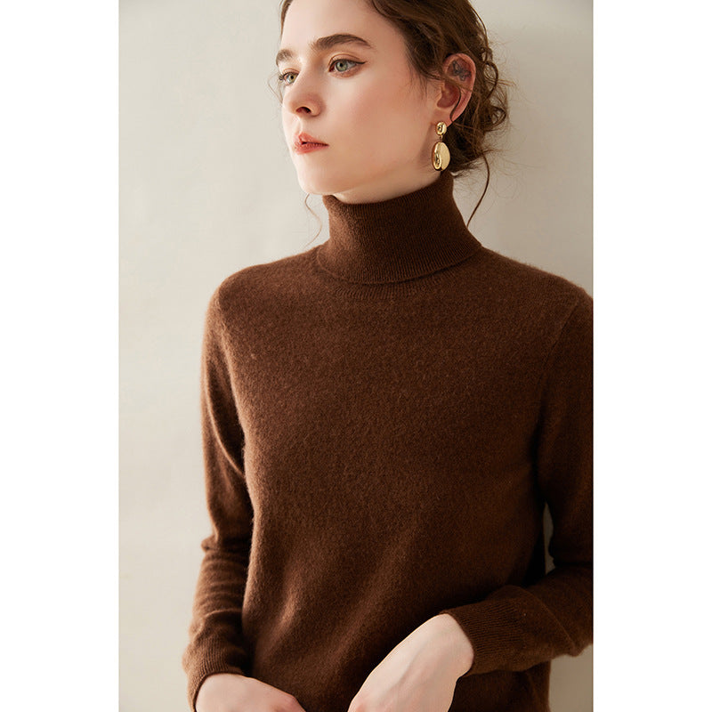Women's Solid Color Pullover Cashmere Turtleneck Knitting Bottoming Shirt