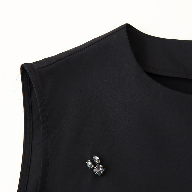 Irregular Design Beaded Ruffled Sleeveless Shirt For Women