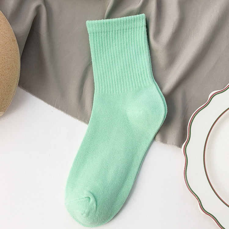 Candy-colored Mid-calf High Rubber Band Student Sports Socks