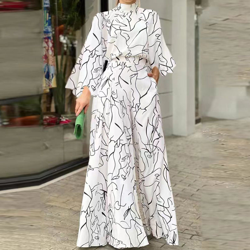 Elegant stribet jumpsuit til kvinder med nyt print