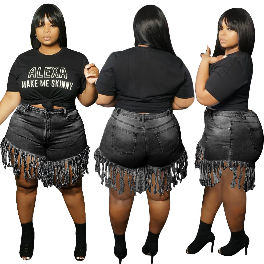 Mode Sexet Taske Hofte Kvast Store MM Denim Lige Shorts
