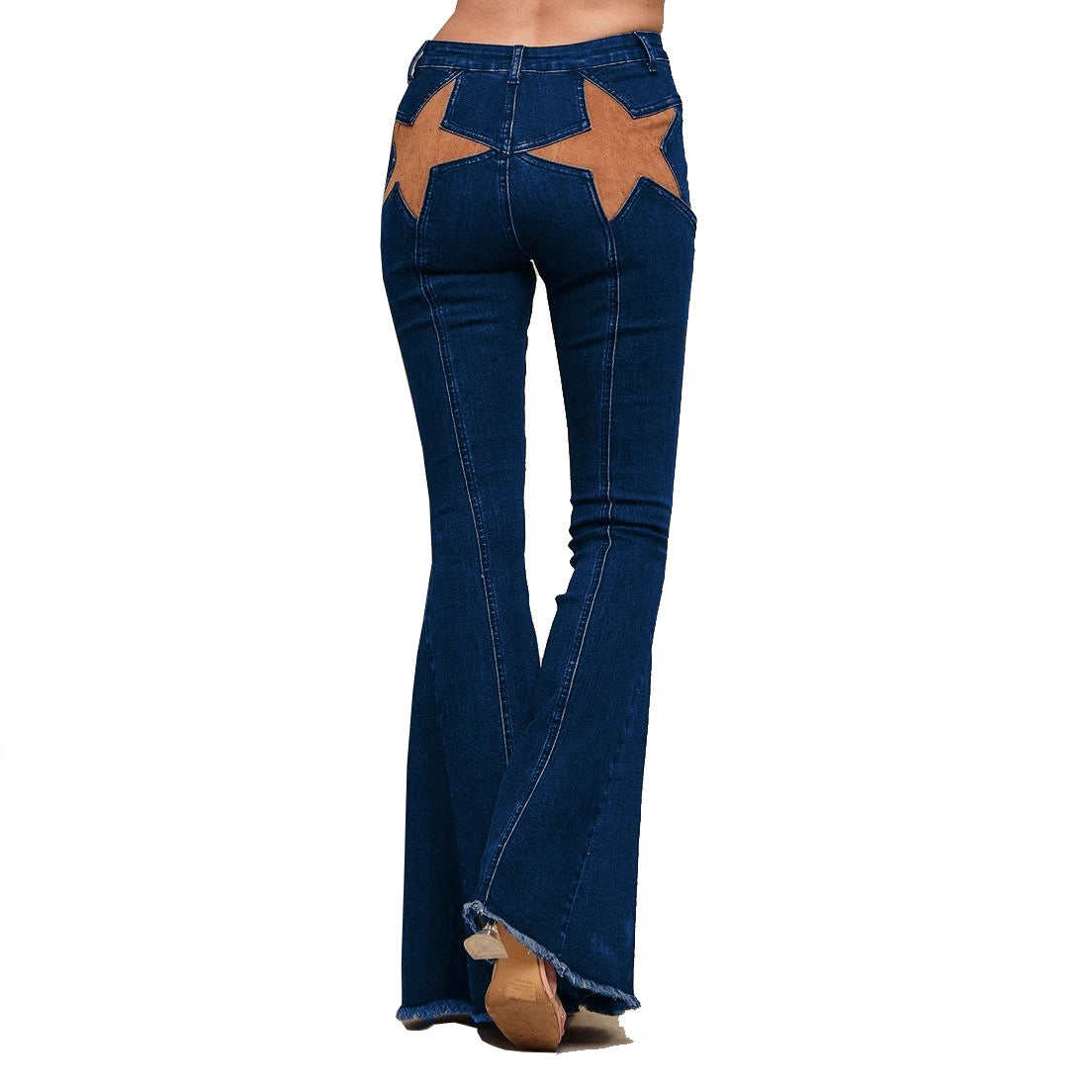High Quality Sexy Women's Stitching Five-pointed Star Stretch Jeans