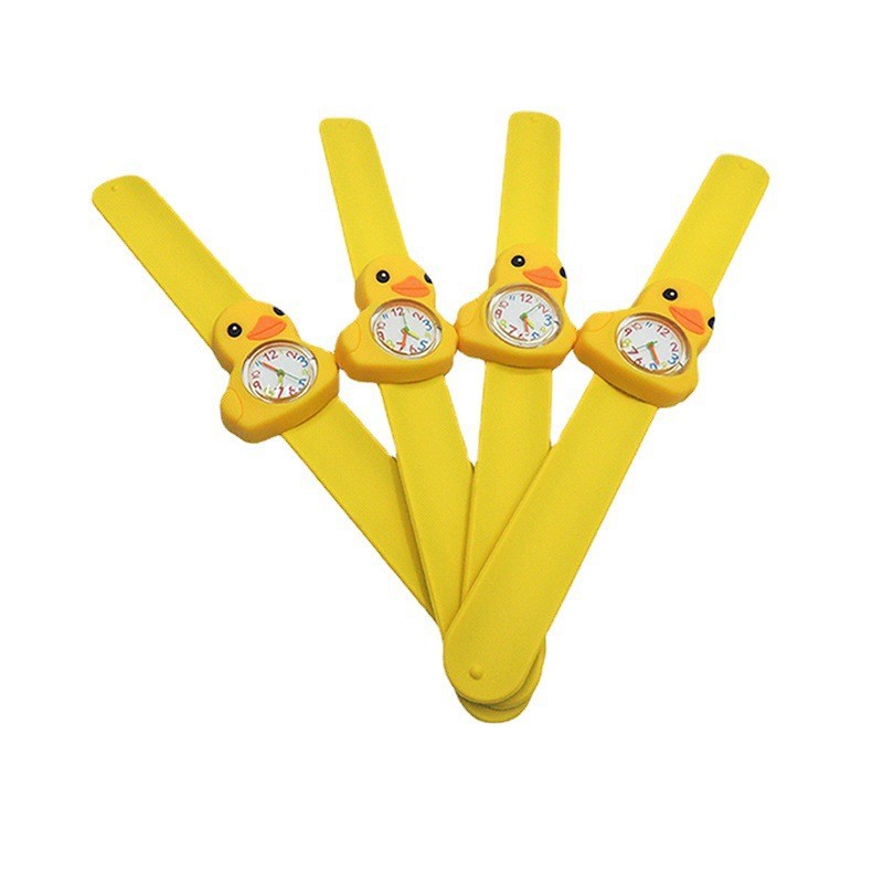 Little Yellow Duck PVC Drip Adhesive Cartoon Clapping Quartz Watch