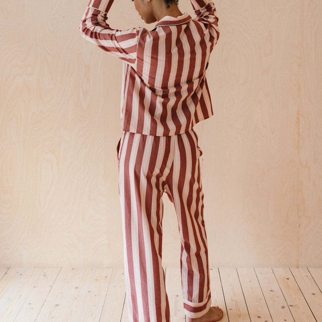 Women's Long-sleeved Trousers Wide Striped Printed Casual