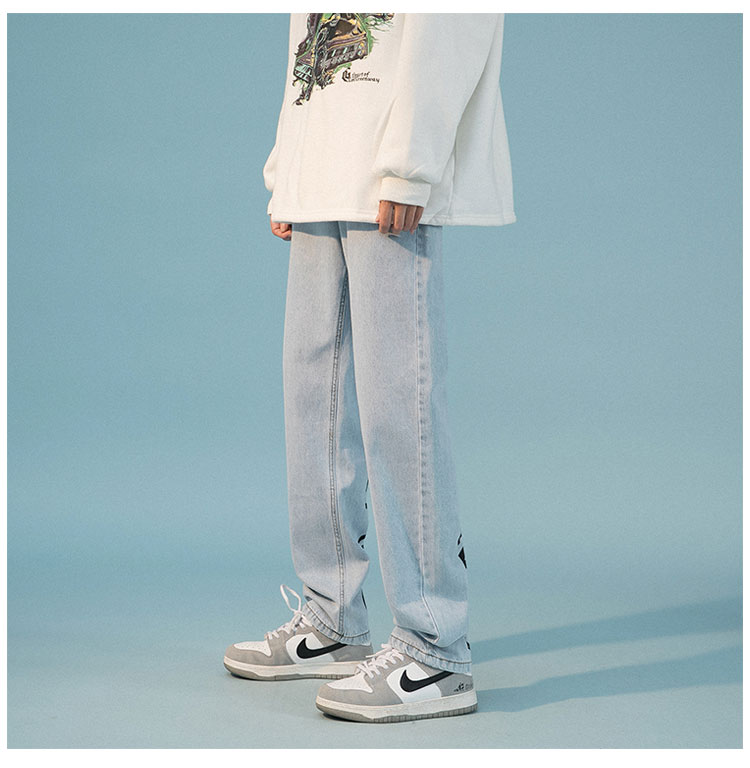 Letter Print Loose Straight Pants Ruffian Handsome Casual Mopping Trousers
