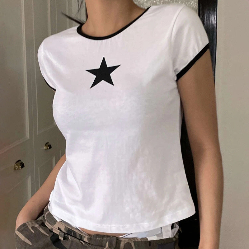 Crew-neck Top With Star Print