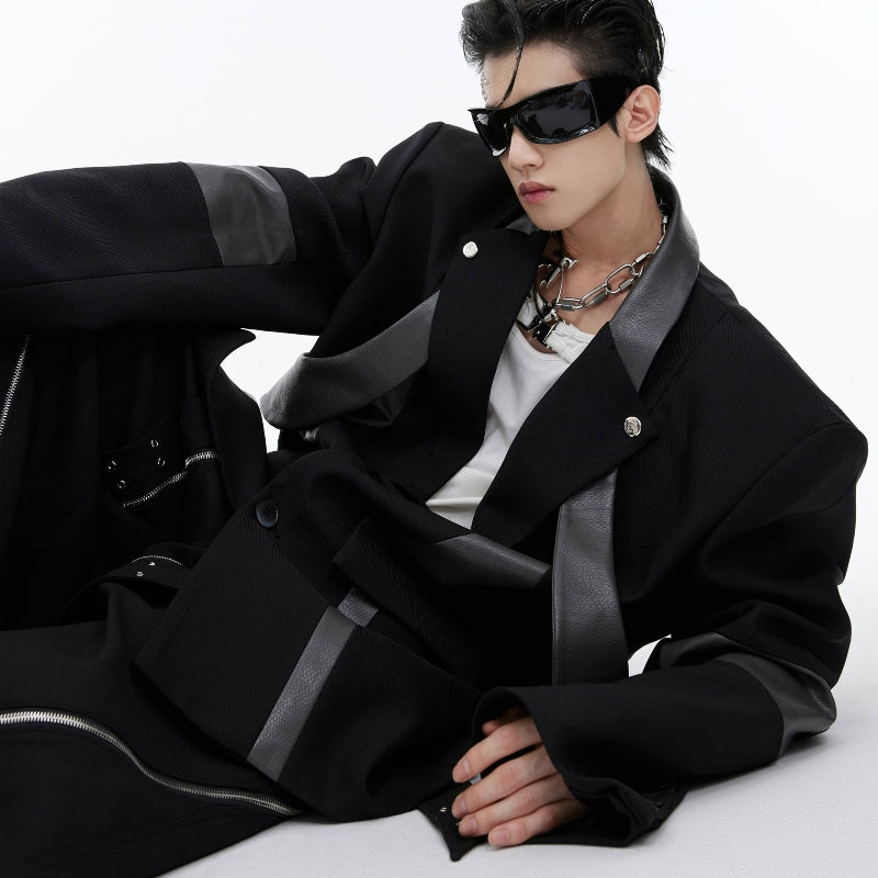 Niche Deconstruction Three-dimensional Stitching Padded Shoulder Suit Jacket