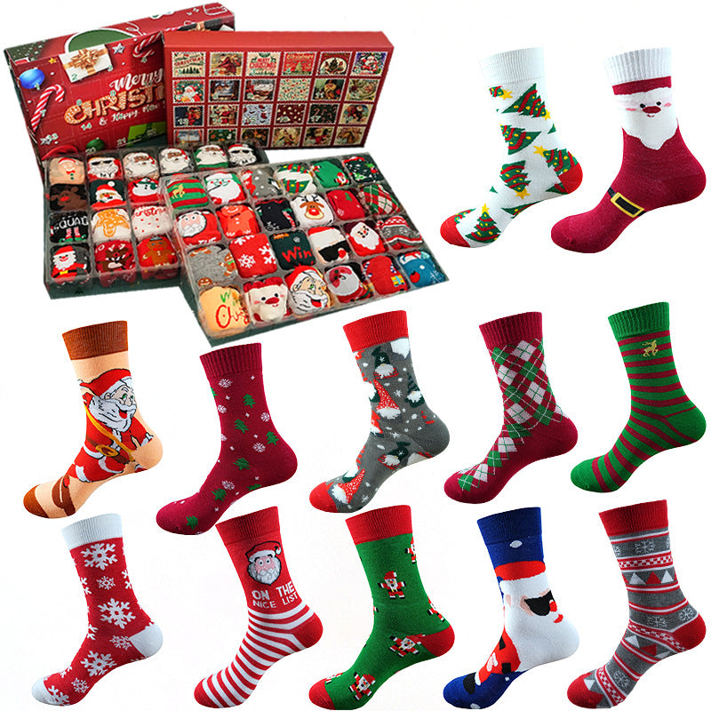 New 12 Pairs Christmas Stockings Gift Box
