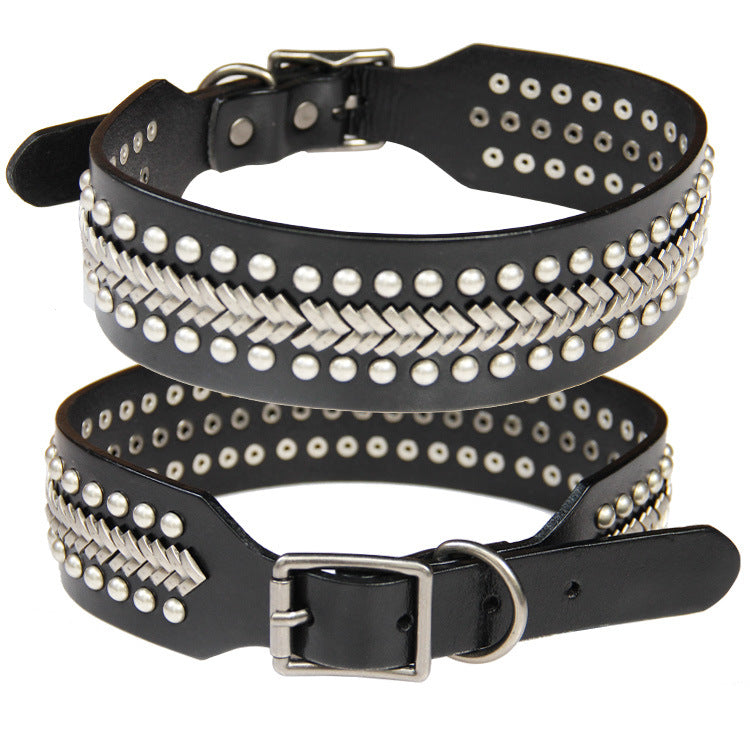 Pet Collar Personality Rivets Large Dog Dog Suit Traction Collar