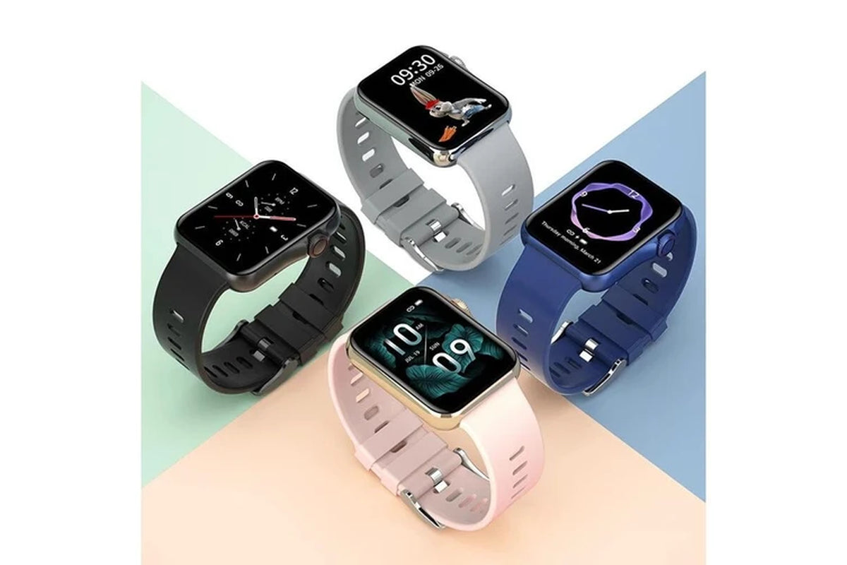 Women Smart Watch Full Touch HD Screen Smart Watch Sport Tracker Calling Smartwatch Heart Rate BP ECG with Music Playback Watch - Black Silicone