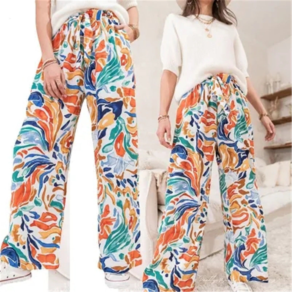 Foreign Trade Color Printing Trousers Casual Wide-leg Pants