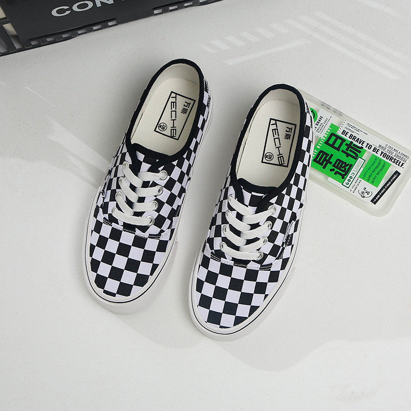 Classic Canvas Women's Checkerboard Couple Retro Student Low-top Casual Shoes